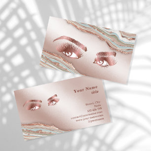 Makeup Eyebrow Eyes Lashes Rose Gold Marble Busine Business Card