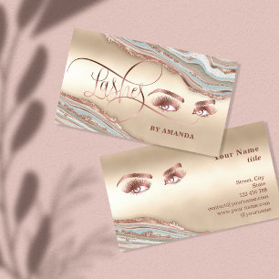 Makeup Eyebrow Eyes Lashes Rose Gold Marble Busine Business Card