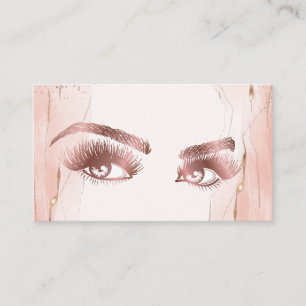 Makeup Eyebrow Eyes Lashes Rose Gold Marble Busine Business Card