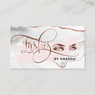 Makeup Eyebrow Eyes Lashes Rose Gold Marble Business Card