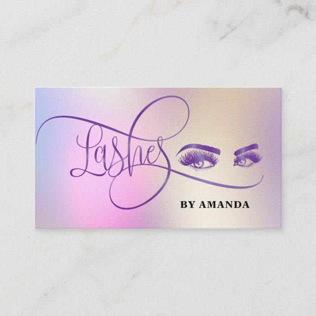 Makeup Eyebrow Eyes Lashes Rose Purple Business Ca Business Card (Front)