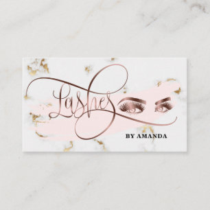Makeup Eyebrow Eyes Lashes white marble Business Card