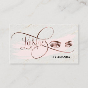 Makeup Eyebrow Eyes Lashes white marble Business Card