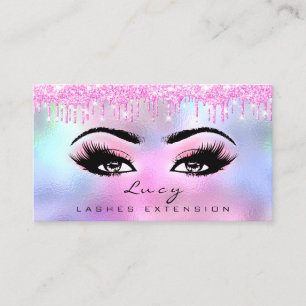 Makeup Eyebrow Hair Eyelash Glitter Pink Drips Business Card