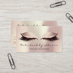 Makeup Eyebrow Lash Extension Eyes Rose Blush Business Card