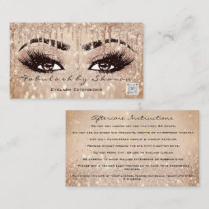 Makeup Eyebrow Lashes Drips Rose QR Code Aftercare Business Card