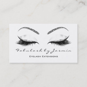 Makeup Eyebrow Lashes Eye Glitter White Silver Business Card