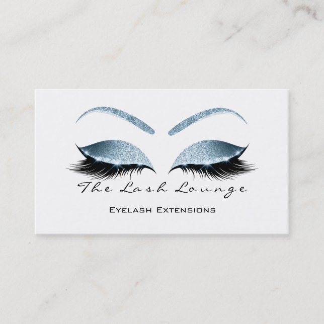 Makeup Eyebrow Lashes Glitter Blue White Black Business Card (Front)