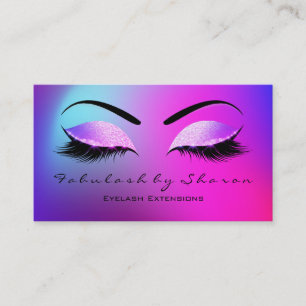 Makeup Eyebrow Lashes Glitter Bright Miami Pink Business Card