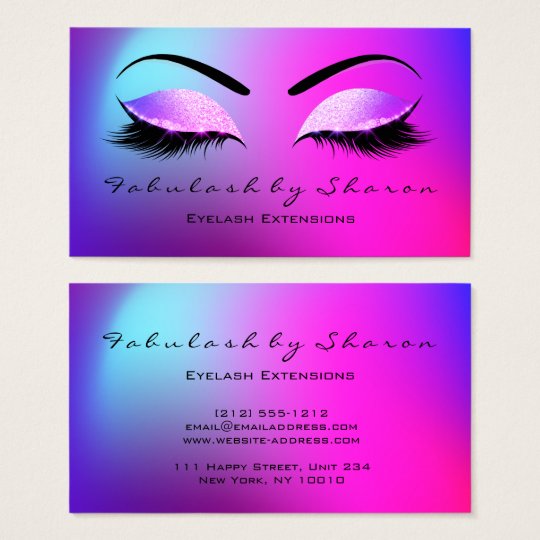 Makeup Eyebrow Lashes Glitter Bright Miami Pink Business Card