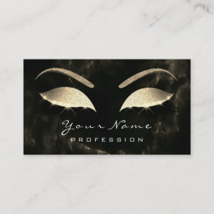 Makeup Eyebrow Lashes Glitter Diamond Black Marble Business Card