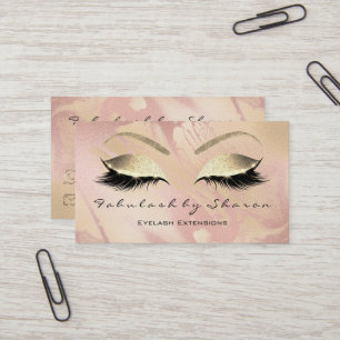 Makeup Eyebrow Lashes Glitter Diamond Blush Marble Business Card