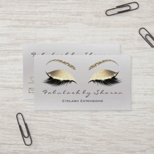 Makeup Eyebrow Lashes Glitter Diamond Gray Luxury Business Card
