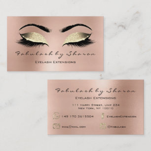 Makeup Eyebrow Lashes Glitter Diamond Pink Gold Business Card