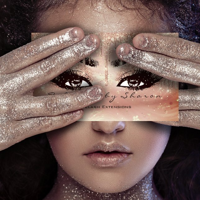 Makeup Eyebrow Lashes Glitter Drip Rose Studio Business Card (Makeup Eyebrow Lashes Glitter Drip Rose Studio Business Card)