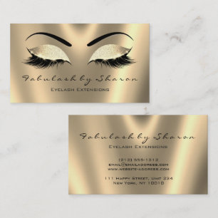 Makeup Eyebrow Lashes Glitter Faux Sepia Gold Lux Business Card