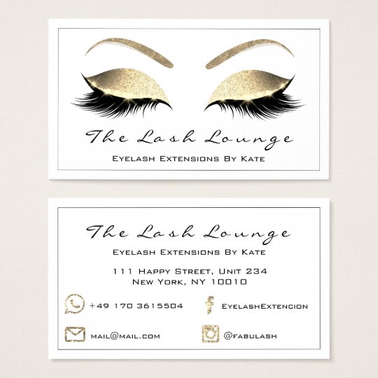 Makeup Eyebrow Lashes Glitter Gold White Black1 Business Card