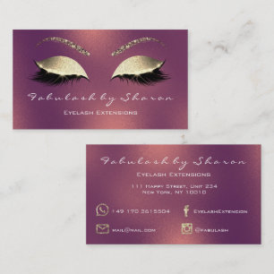 Makeup Eyebrow Lashes Glitter Green Copper Rose Business Card