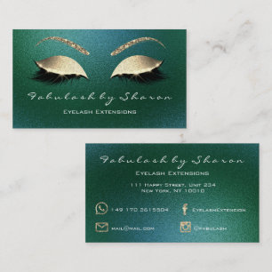 Makeup Eyebrow Lashes Glitter Green Tropical Cali Business Card