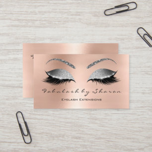 Makeup Eyebrow Lashes Glitter Pink Silver Gray Business Card