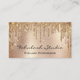 Makeup Eyebrow Lashes Glitter Rose Gold Drips Business Card