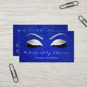 Makeup Eyebrow Lashes Glitter Silver grey Blue Business Card