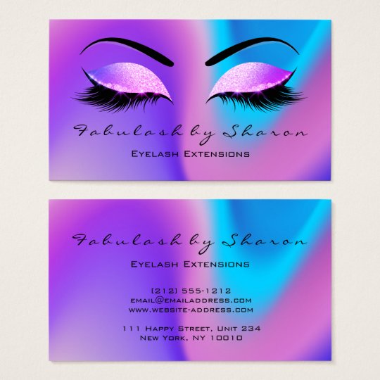 Makeup Eyebrow Lashes Glitter Skinny Miami Beach Business Card