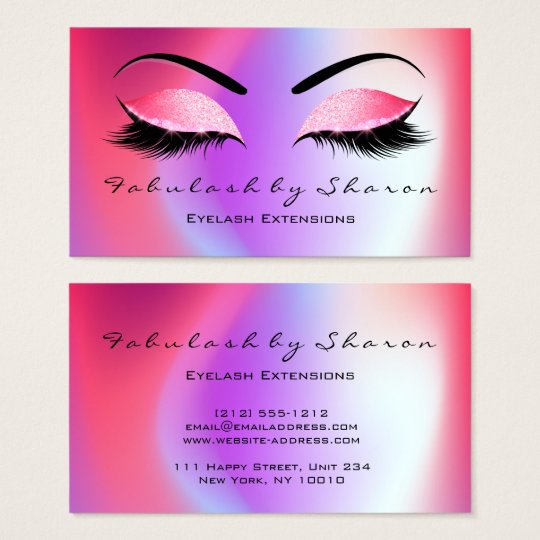 Makeup Eyebrow Lashes Glitter Skinny Miami Coral Business Card