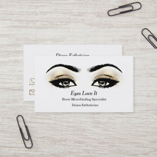 Makeup Eyebrow Lashes Gold White Black Beauty Business Card