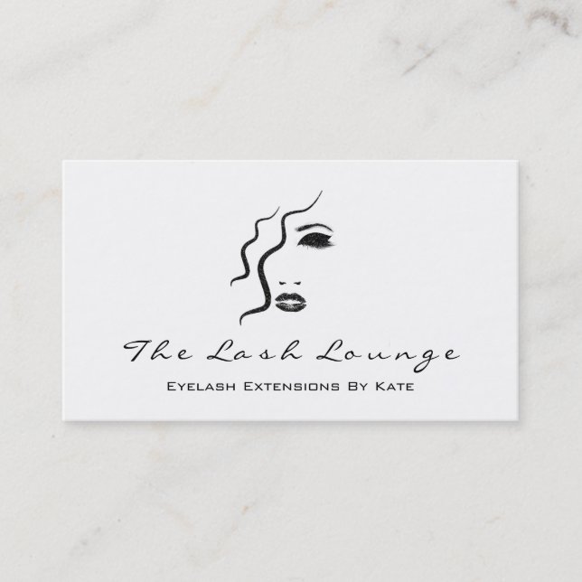 Makeup Eyebrow Lashes Logo Gold White Black Business Card (Front)