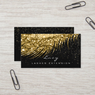 Makeup Eyebrow Name Lash Glitter Black Gold Confet Business Card