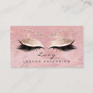 Makeup Eyebrow Name Lash Glitter Pink Marble Business Card