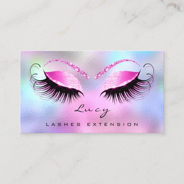 Makeup Eyebrow Name Lash Glitter Pink Purple1 Business Card (Front)