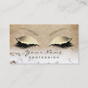 Makeup Eyebrow Ombre Lashes Glitter Gold Marble Business Card