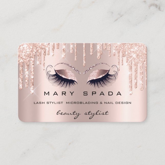 Makeup Eyebrows Lash Rose Brown Social Media Logo Business Card (Front)
