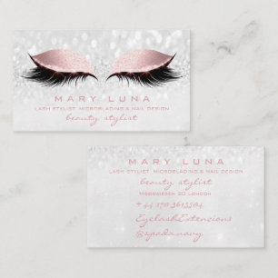 Makeup Eyebrows Lash Rose Grey Silver Pink Studio Business Card
