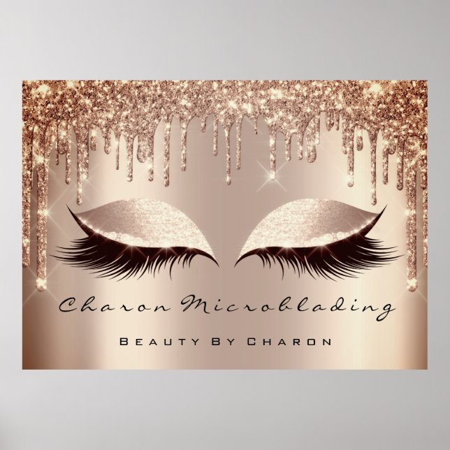 Makeup Eyebrows Lashes Browns  Rose Spark Bridal Poster (Front)