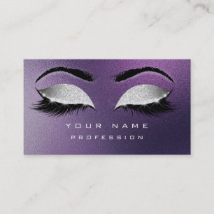 Makeup Eyebrows Lashes Extention Purple Silver Business Card
