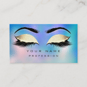 Makeup Eyebrows Lashes Glitter Blue Aqua OceanGold Business Card