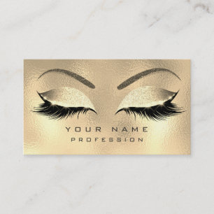 Makeup Eyebrows Lashes Glitter Diamond Gold Sepia Business Card