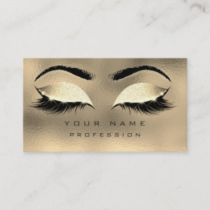 Makeup Eyebrows Lashes Glitter Metallic Glass Gold Business Card