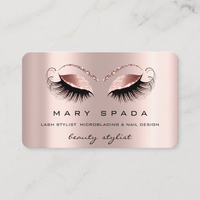 Makeup Eyebrows Lashes Rose Browns Beauty Business Card (Front)