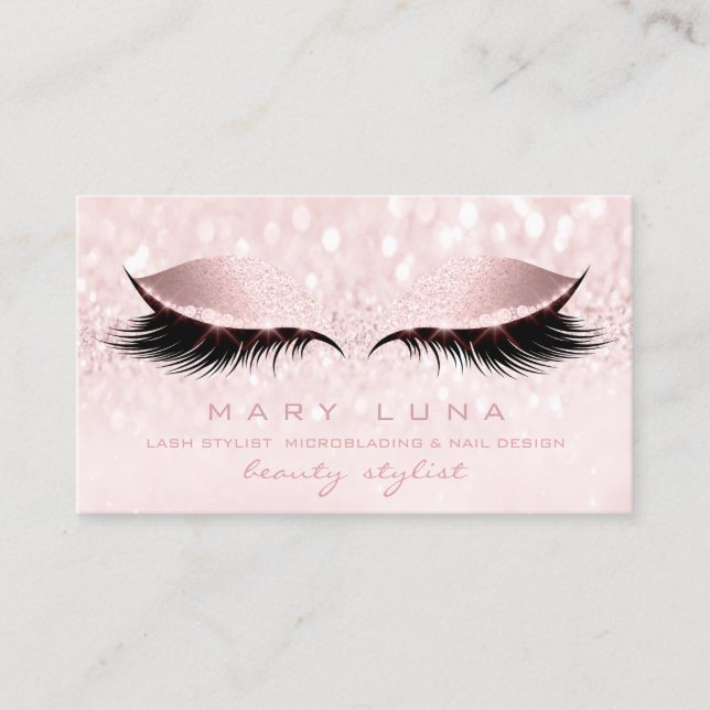 Makeup Eyebrows Lashes Rose Pastel  Pink Studio Business Card (Front)