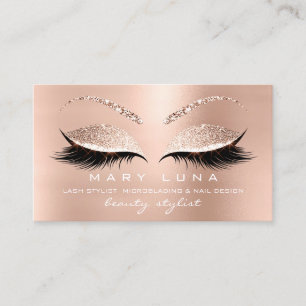 Makeup Eyebrows Lashes Rose White Pink Social Business Card