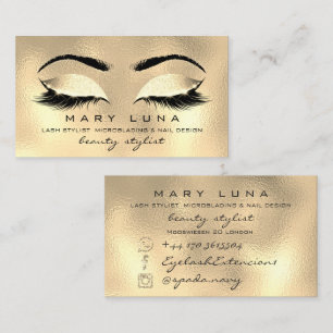 Makeup Eyebrows Lashes  SPA WELLNESS Gold Glass Business Card