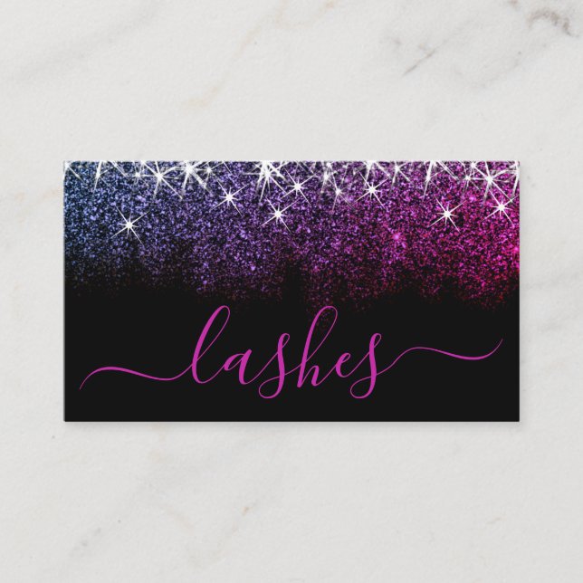 Makeup Eyelash Artis Luminous Pink Purple Glitter Business Card (Front)