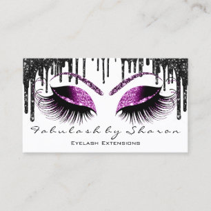 Makeup Eyelash Black Drips White Berry Purple Business Card