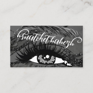 Makeup Eyelash Brows QRCode Logo Black Marble Business Card