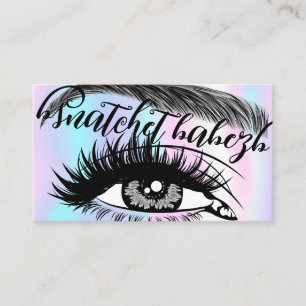 Makeup Eyelash Brows QRCode Logo Light Holographic Business Card