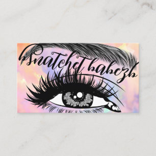 Makeup Eyelash Brows QRCode Logo Pink Business Card